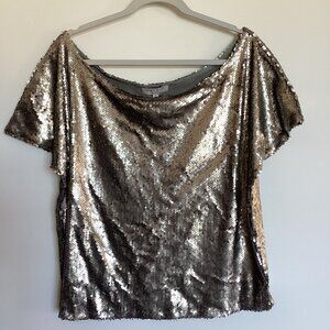 Hayden Los Angeles Fully Sequined Short Sleeve Blouse Size Small
